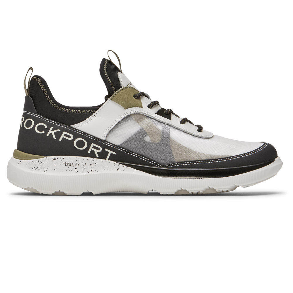 Rockport Singapore Mens Sneakers - truFLEX Hybrid Mudguard Tie White/Black - UQ4536081